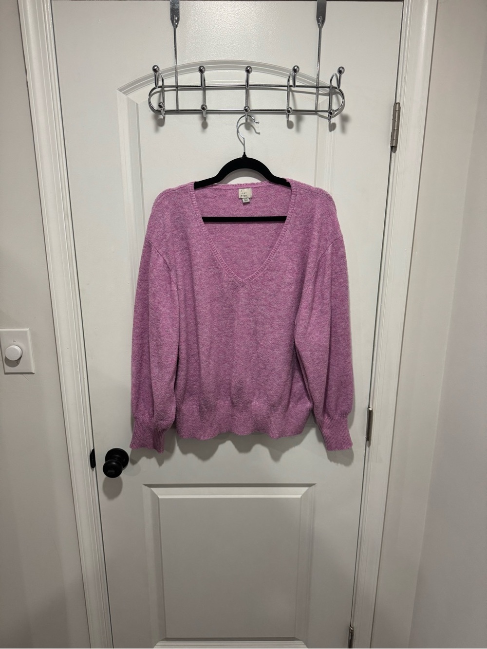 a new day Lavender Pink V-Neck Cozy Knit Sweater